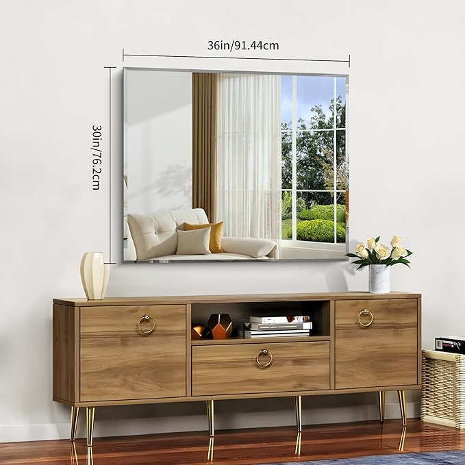 CILIBER Beveled Mirror, 30x36 Inch Bathroom Mirrors for Wall Unframed, Upgraded Shatterproof Frameless Vanity Mirror Over Sink with Beveled Edge for Bathroom, Bedroom, Living Room and Entryway