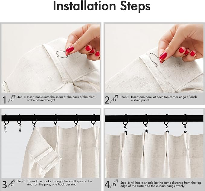 Memory Trained Pinch Pleated Curtains 120 Inches Long, Viral Linen Pinch Pleat - Image 3