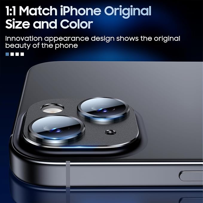 Uyiton for iPhone 15/iPhone 15 Plus Camera Lens Protector, Metal Tempered Glass - Image 5