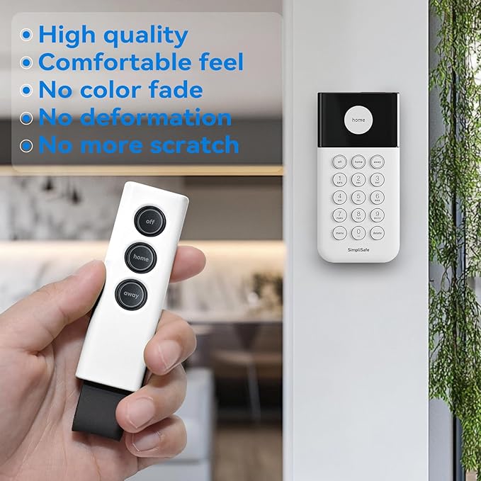 Protective Silicone Case Cover for SimpliSafe KeyFob - Arm and Disarm Remotely, Flexible Case for SimpliSafe Home Security System KeyFob - Latest Gen (White)