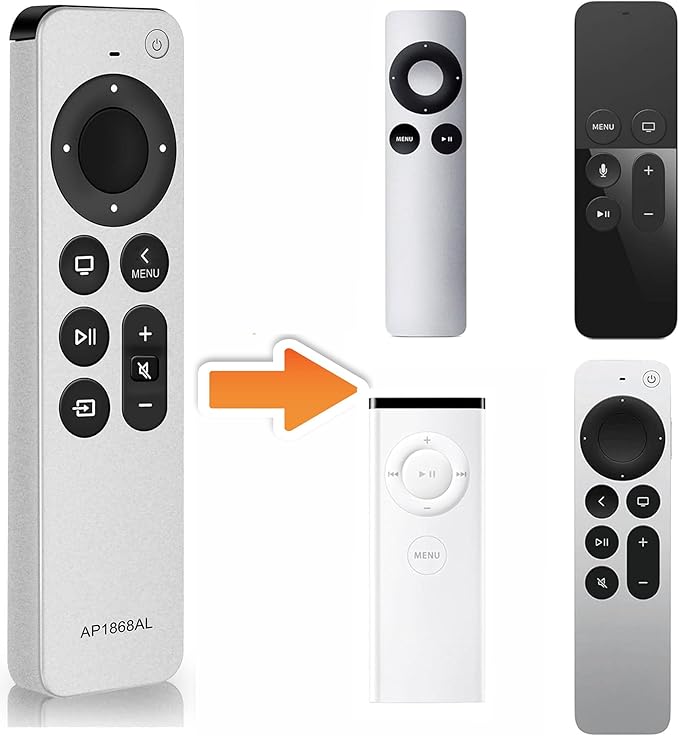 New Universal Remote Control for All Apple TV Remote, Replacement Compatible with Apple TV 4K/ Gen 1 2 3 4/ HD A2169 A1842 A1625 A1427 A1469 A1378 A1218 with Tv Control Function