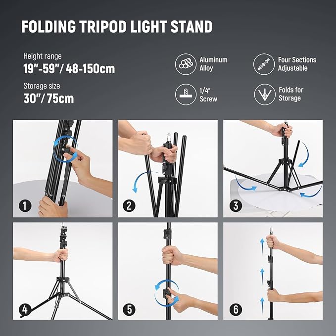 NEEWER 18 Inch Ring Light with Tripod Stand, 55W Large LED Ringlight, Cold Shoe - Image 7