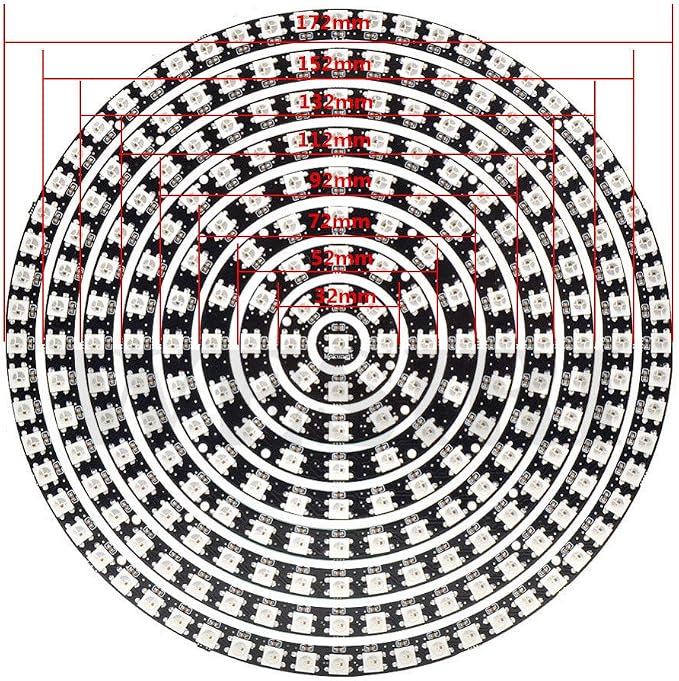 241 LEDs 9 Rings WS2812B 5050 RGB LED Ring Lamp Light Individually Addressable - Image 5
