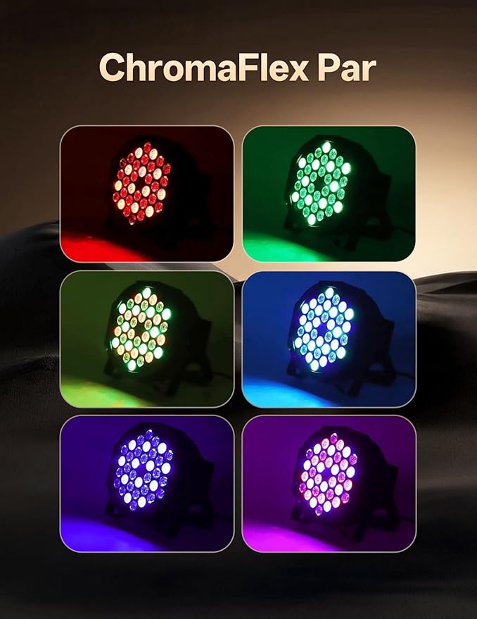 36 LED Stage Lights 7 Modes RGB DJ Par Lights with Sound Activated Remote and DMX Control DJ Uplighting for Birthday Party Events Wedding Christmas Stage Lighting (10 Packs)