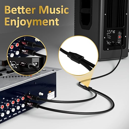 RCA Y-Adapter Splitter Cable (2 Pack-10FT+10FT), 1 RCA Male to 2 RCA Male Stereo Audio Subwoofer Cable, Bi-Directional, for Home Theater, Hi-Fi System, Amplifier, Speaker, 24K Gold Plated, OD:5.0MM