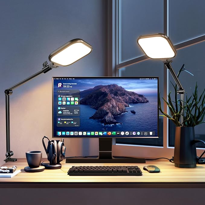 UBeesize Streaming Light (1 Pack), 8" Ring Light for Desk with Clamp and Adjustable Arm, Zoom Lighting for Computer, Video Conference Lighting for Home Office, Video Calls, Streaming, Podcasting