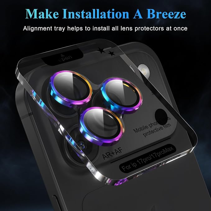 YWXTW Camera Lens Protector for iPhone 17 Pro/iPhone 17 Pro Max, Tempered Glass - Image 5