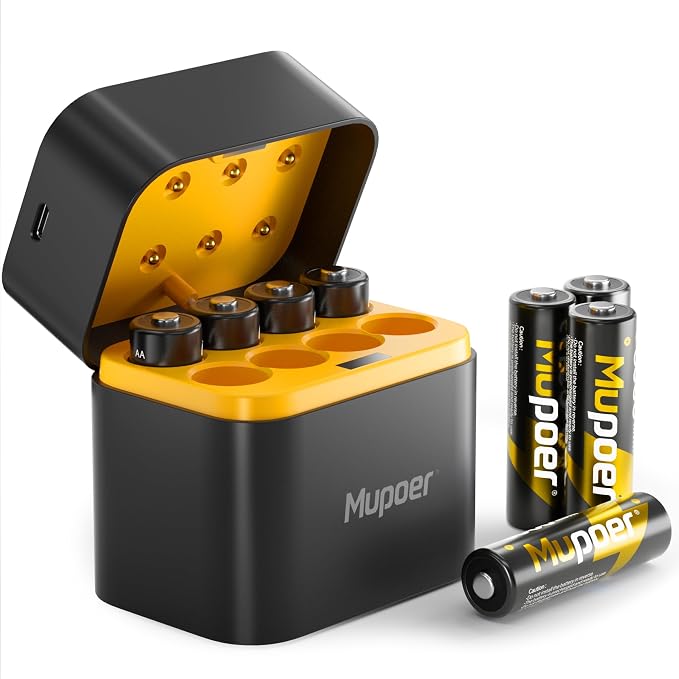 Mupoer Rechargeable Lithium Batteries AA 8-Pack by Mupoer