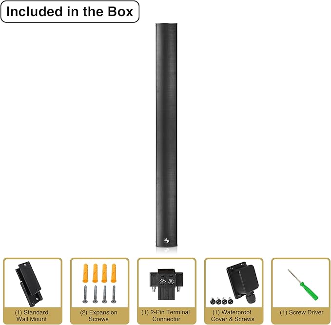 Sound Town Weatherproof Compact Aluminum Line Array Column Speaker with Wall Mount Bracket, 10 x 3 Woofers, 6 x 1.2 Dome Tweeters, Black, for Church, Indoor & Outdoor Installation (CARPO-M106B)