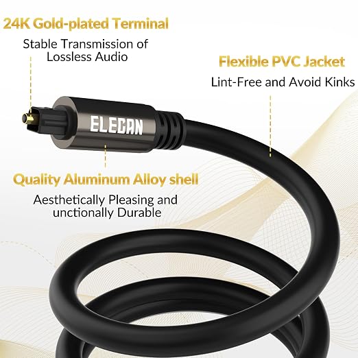 Elecan Optical Audio Cable 150 Ft Digital Audio Toslink Cable Cord-Fiber - Image 3