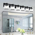 WINSHEN 6-Light Bathroom Light Fixture Black Finish, Modern Vanity Lighting with Rectangular Clear Glass for Over Mirror Kitchen E26 Bulb Base