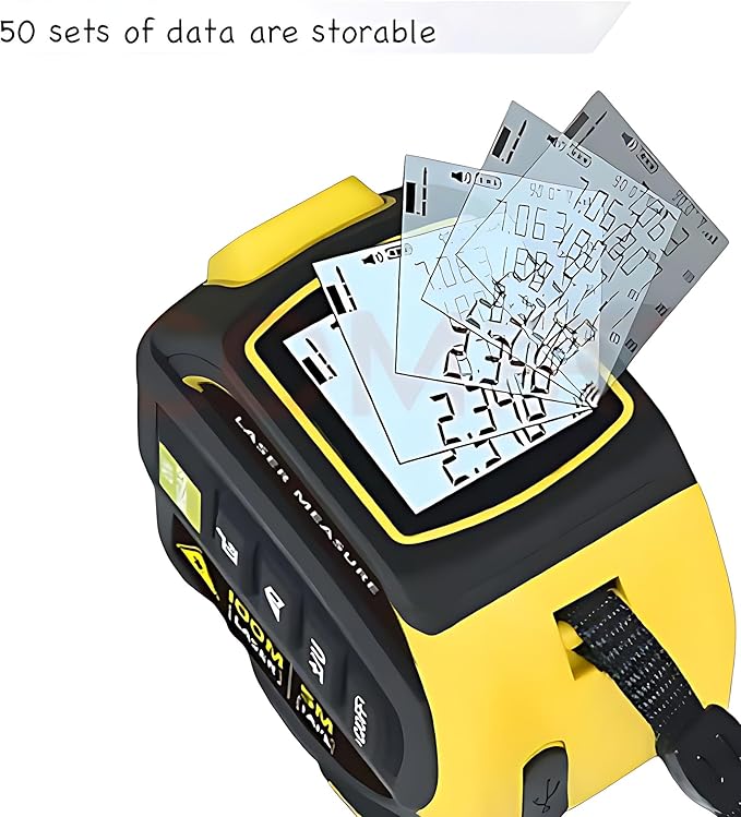 4-in-1 Digital Laser Tape Measure, 16FT Measuring Tape, 328ft Laser Distance Meter, Cross-Line Laser Ruler, Rechargeable, 3000 Uses/Charge, for DIY & Construction