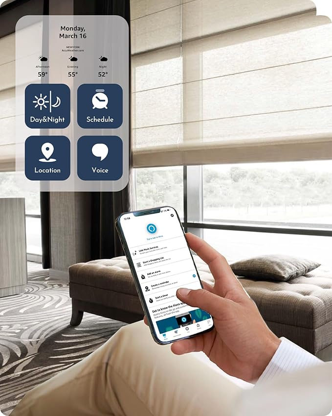 Graywind Smart Roman Shades 20% Blackout Compatible with Alexa Google Rechargeable Motorized Window Blinds Remote Control View Visible Plain Fold, Custom Size (Semi-Sheer Ecru)