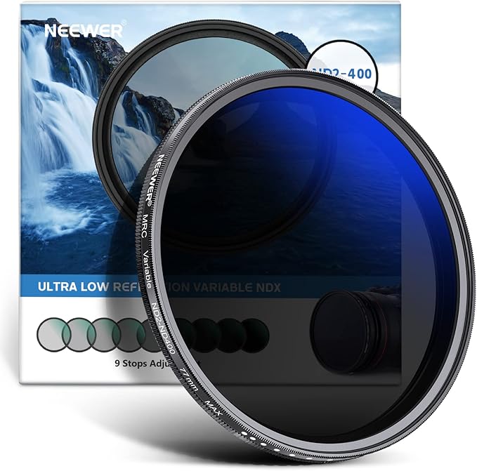 NEEWER 77mm Variable ND Filter ND2-ND400, Neutral Density Filter, Water and by Neewer