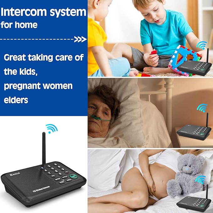 Intercoms Wireless for Home, Home Intercom System Wireless, 5280 Feet Long Range House Intercom System for Business, Two Way Wireless Intercoms for Office, Wireless Room Monitor LD666-4P