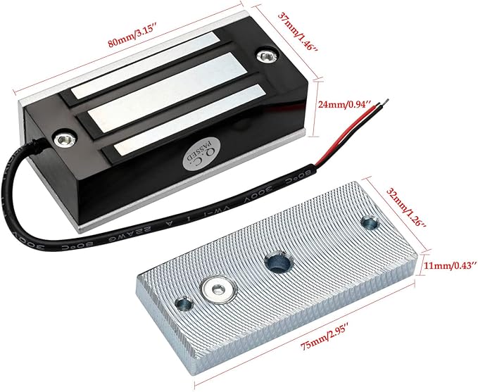 Electric Magnetic Lock 60KG 130LBS Holding Force Electromagnet Lock 12V Fail Safe NC Mode Single Door for Access Control System