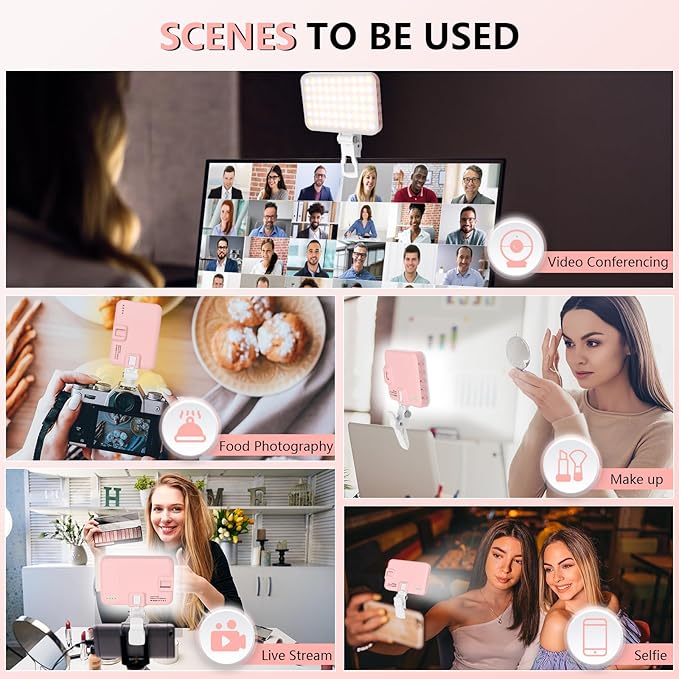 BANSINE LED Phone Light - USB-Rechargeable Portable Photo Light with 97+ CRI, Up to 6500K Color Temperature for Selfie, Zoom Conference, Video, Makeup and Live Stream