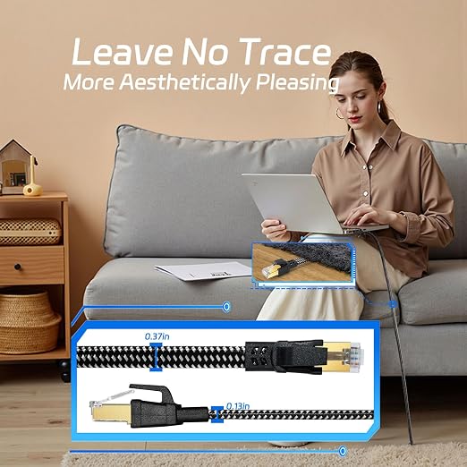 Cat 8 Ethernet Cable 20 FT, High-Speed Braided Internet Cable Network Cord - Image 4