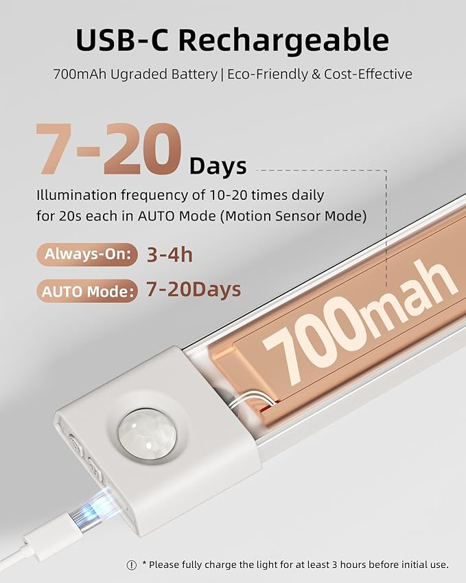 EZVALO 3 Pack 8” Motion Sensor Light Indoor Rechargeable, Stick on Under - Image 5