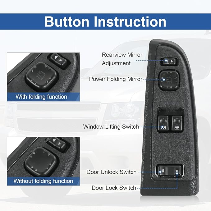 DICMIC Front Driver Side Master Power Window Switch and Door Lock & Black Bezel Assembly Compatible with 2003-2007 Chevrolet, GMC Select Model Replace# 15883322, 920-024, DWS-248