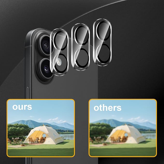 3 Pack Camera Lens Protector for iPhone 17 / iPhone 16 / iPhone 16 Plus - Image 6