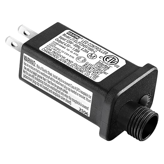 4.5V 1A LED Controller Model JT-EL/FC045V1000-C Class 2 Power Supply Replacement with 8 Lighting Modes and Memory for Christmas Light, LED String Light