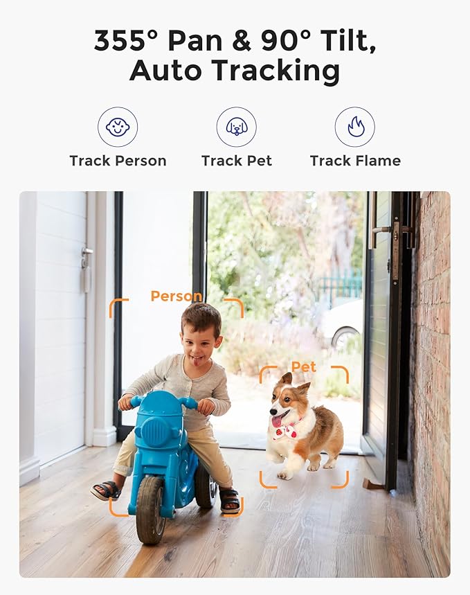 Hugolog 3K 5MP Indoor Pan/Tilt Security Camera with Auto-Focus(2pcs),Ideal for Baby Monitor/Pet Camera/Home Security,Starlight Color Night Vision,Human/Pet AI,Noise Reduction,US Cloud,Works with Alexa