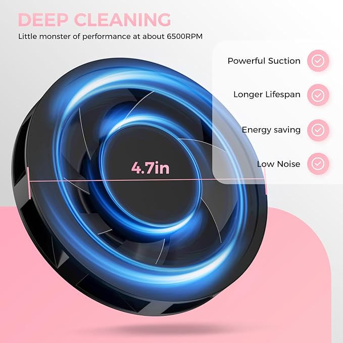 Woput Nail Dust Collector, 1600PA Professional Nail Vacuum Dust Collector Fan with Filter Papers (30 Pcs) for Acrylic Nail Polishing & Manicure at Nail Salon & Home - Pink