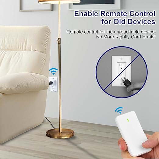 Remote Switch Outlet, GreenCyle 4 Outlet Plug with Remote, Wireless On/Off Light Switch Wall Mounted, 15A/1500W, TUV Listed, No Wiring Needed, 500ft RF Range, for Lamps, Fans, Household Appliances
