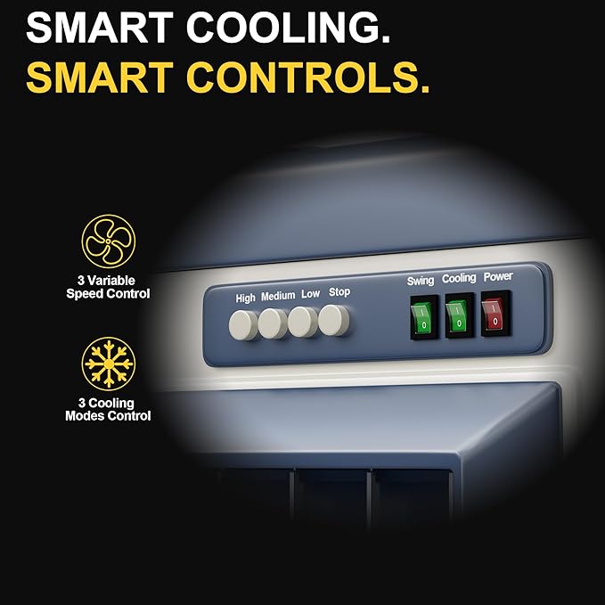 Landeagle 49″ Swamp Cooler Air Conditioner, 6550CFM Portable Evaporative Coolers with 19.5 Gal Tank,120°Oscillation, Outdoor Cooling Fan with Continuous Auto Fill for Patio Garage Industry Commercial