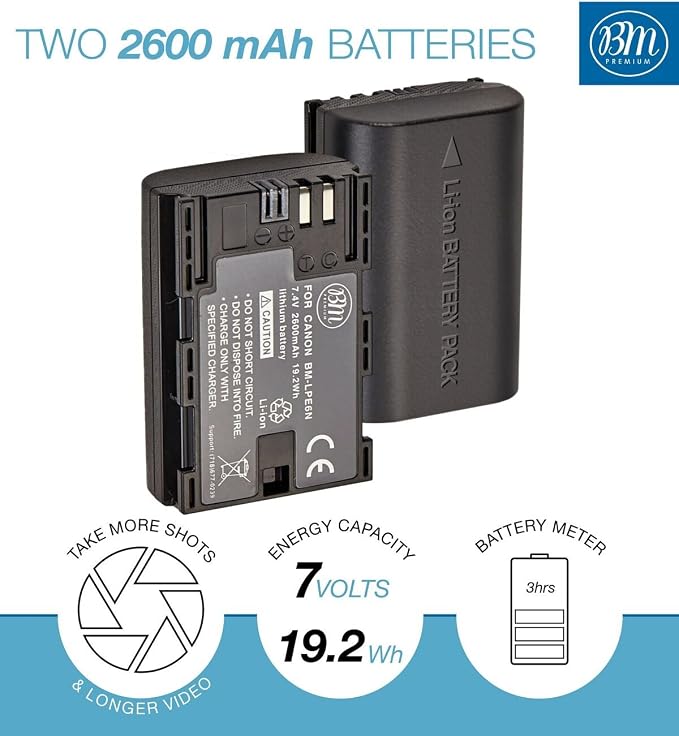 BM 2-Pack of LP-E6N Batteries and Dual Battery Charger - Image 4