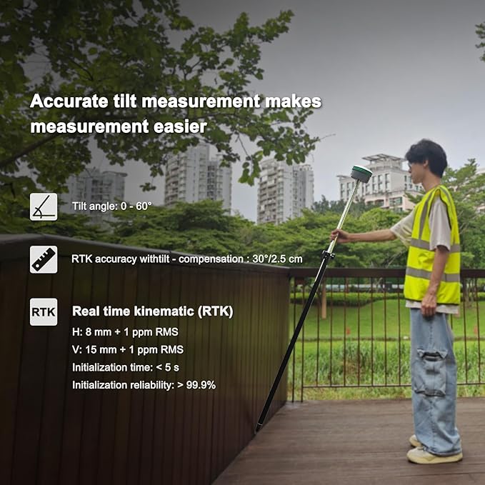 SMA60 AR Visual Photogrammetry RTK GNSS Survey System | Dual Cameras for AR Stakeout & Image Measurement, OLED Display, 60° Tilt, IP68, 4G UHF WiFi Bluetooth, High Precision Land Survey Equipment