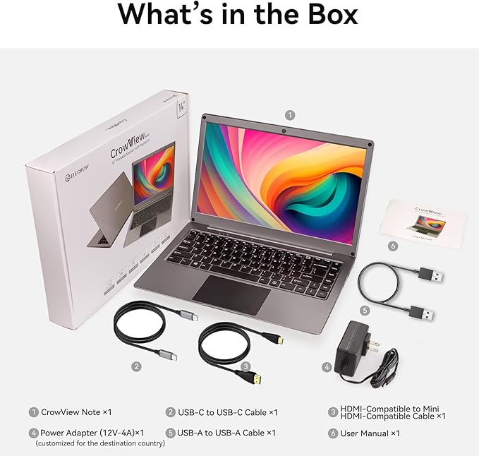 ELECROW 14 Inch Portable Monitor with Keyboard, Lapdock 1080P FHD IPS Display with Built-in Battery, USB C External Computer Monitors Compatible with Raspberry Pi, Phone, Mini PC, Mac, Game Console