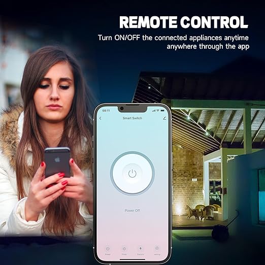Smart Wall Outlet, 2 Individually Controlled Ports, 15Amp TR Receptacle Compatible with Alexa and Google Assistant, 2.4 GHz WiFi Outlet, Remote Control, White, ETL & FCC Approval