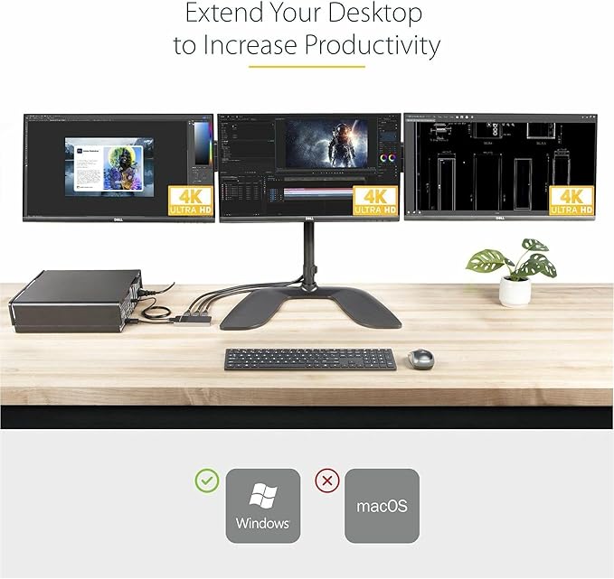 StarTech.com 3-Port DisplayPort 1.4 Splitter, DisplayPort to 3x DP Multi-Monitor Adapter, Triple 4K Computer MST Hub, USB Bus-Powered, Windows Only (MST14DP123DP)