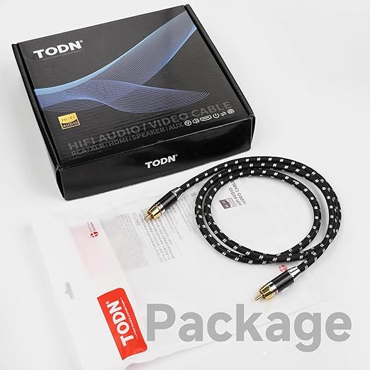 TODN HiFi Digital Coaxial Cable with OCC-Core 75-Ohm Audiophile SPDIF Coax RCA Audio Cable Supports Dolby, DTS, and 7.1 Surround Sound Digital Audio Formats (6.5ft /2m)