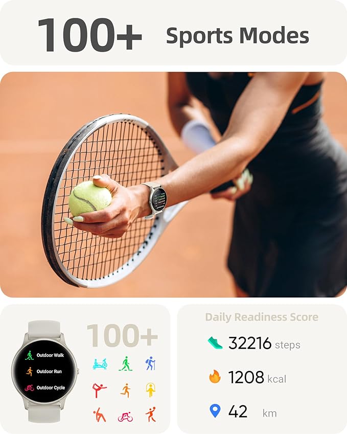 Parsonver Smart Watch(Answer/Make Calls), Smartwatch for Women Men, 100+ Sport Modes/Heart Rate/Blood Oxygen/Sleep Tracker, Pedometer, IP68 Waterproof Fitness Tracker for Android iPhone, Starry Silver