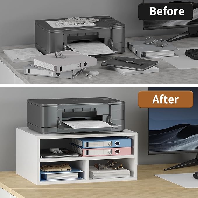 Desktop Printer Table with Storage, 2 Tier Printer Stand - Image 4