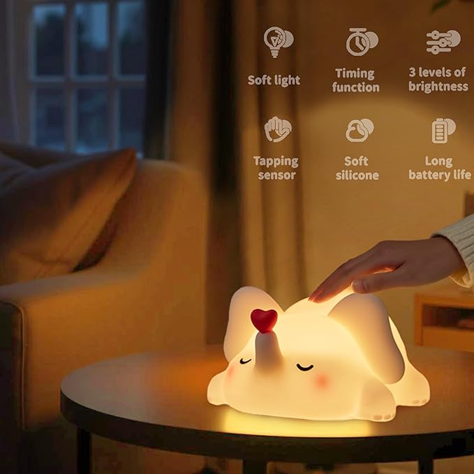 mydtiz Silicone Elephant Night Light for Kids Room Dimmable Rechargeable Nursery Animal Nightlight Gifts for Women Girls Boys Room Decor 3 Level Brightness Toddler Bedroom Bedside Touch Lamp