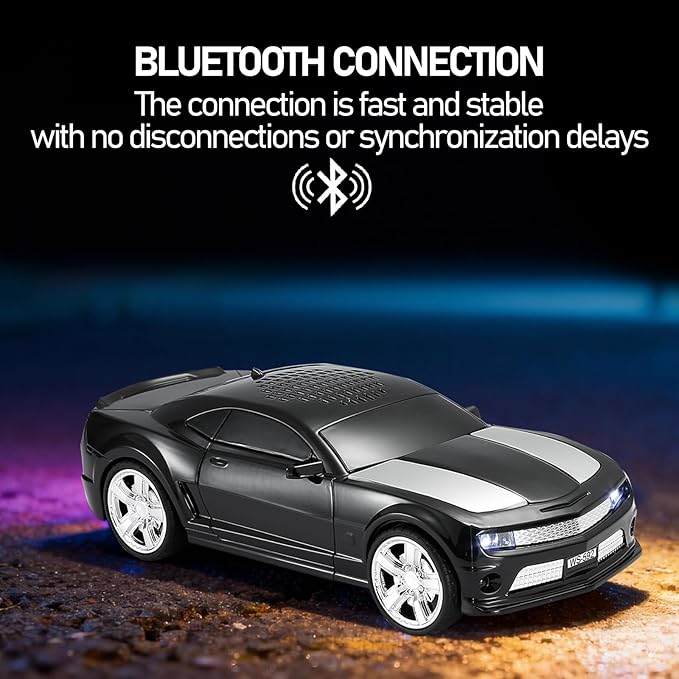 WSTER Classic Sports Car Model Bluetooth Speaker, Portable Wireless Outdoor Speaker with HD Sound, TWS Pairing, Truck Bluetooth Speaker, Parties & Home Audio (Black)