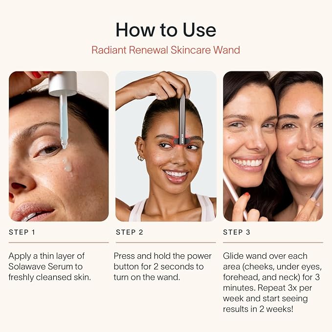 Solawave 4-in-1 Red Light Therapy Wand for Face & Neck | Beauty Device with Galvanic Current, Massager & Warmth | Anti-Aging, Wrinkle Reduction, Skin Tightening, Depuffing & Rejuvenation (Ombre)