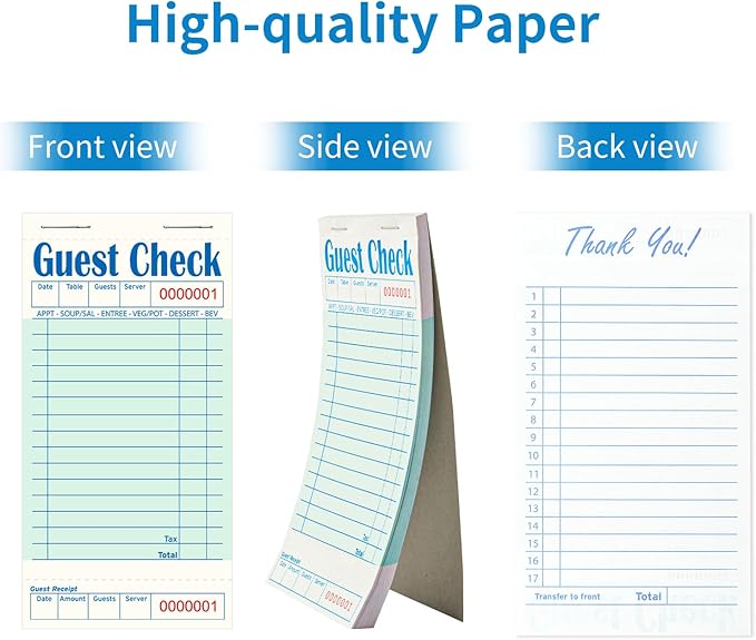 40 Pack/2000 Tickets Guest Checks Books for Servers, Green Server Books for Waitress, Server Note Pads for Restaurants