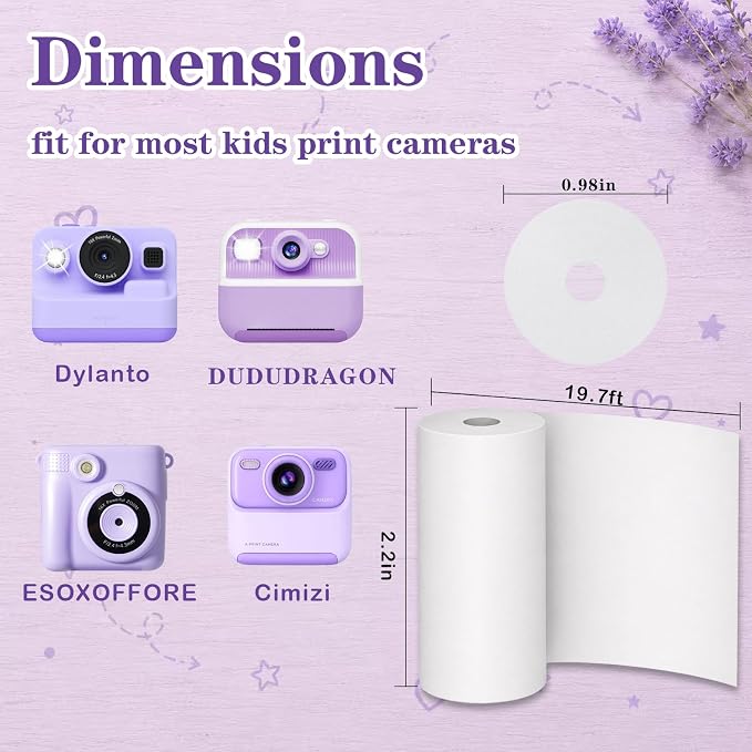 18 Rolls Kids Camera Instant Print Paper Refill-Popikcal Thermal Printer Camera - Image 2