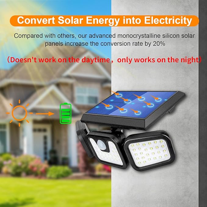AVJONE Solar Lights Outdoor, 3000LM Super Bright Motion Sensor Outdoor Lights, IP65 Waterproof 6500K Solar Powered Security Flood Light for Garage Yard Patio