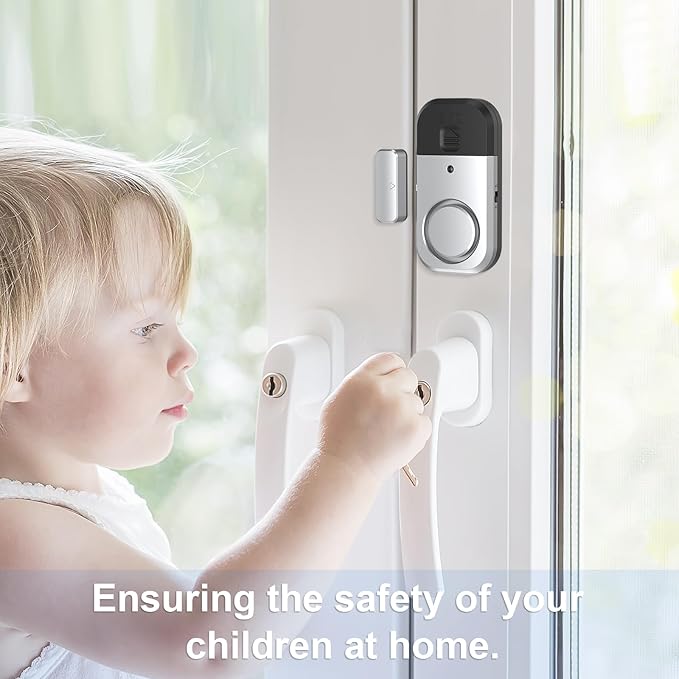 ANKOSHUN Door Window Alarm Sensors - Door Alarms for Kids Safety, Door Alarms for Home Security, for Home, Office, Store, Garage, Dorm Room, Apartment, RV, Silver Gray, 6 Pack