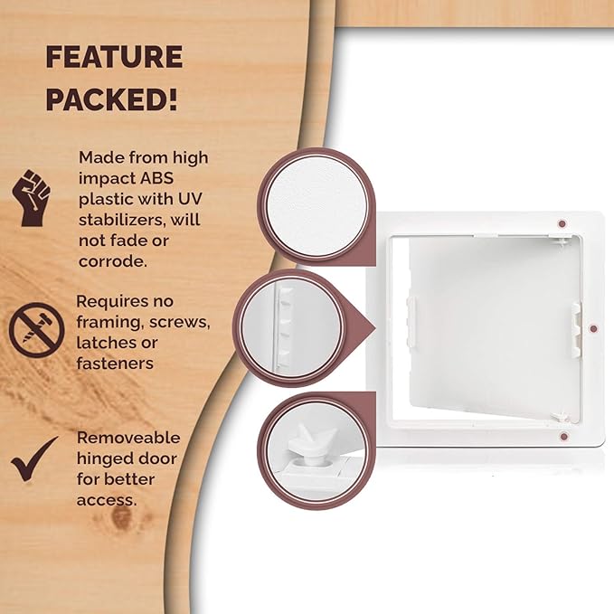 Morvat Access Panel 14x14 Inch for Drywall & Ceiling with Door, Heavy-Duty Durable ABS Plastic & Easy Install Access Box, Wall Hole Cover Plate for Plumbing & Electrical Cables & Wiring, White, 4 Pack