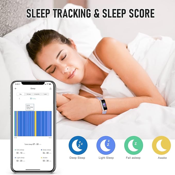 Fitness Tracker with 24/7 Heart Rate Blood Oxygen Sleep Monitor, 1.1" AMOLED Touch Screen Activity Tracker Smart Watches, IP68 Waterproof Step Counter Pedometer for Women Men