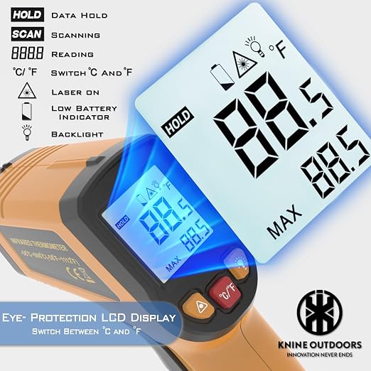 KNINE OUTDOORS Infrared Thermometer Laser Temperature Gun, -58℉ to 1112℉ - Image 2