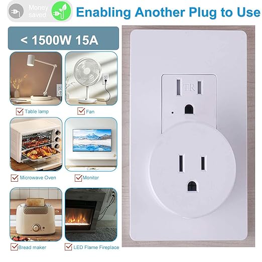 Remote Control Outlet,Greencycle Remote Light Switch and 3 Plugs,Wireless Light Switch,500ft Range,No Wiring Needed,15A/1500W for Household Appliances,FCC Certified,White