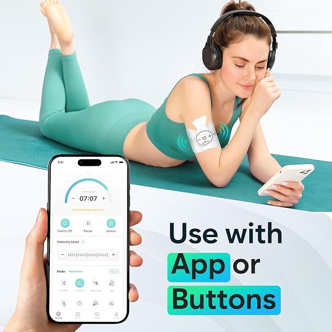 Easy@Home Wireless TENS Unit with APP Remote Control: Back Pain Relief Muscle Stimulator Massager | Powered by MyPainOff App iOS & Android App | Pain Therapy Management EHE015BLE
